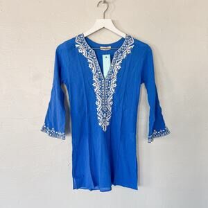 Sulu Collection Blue Embroidered Tunic size 2 NWT